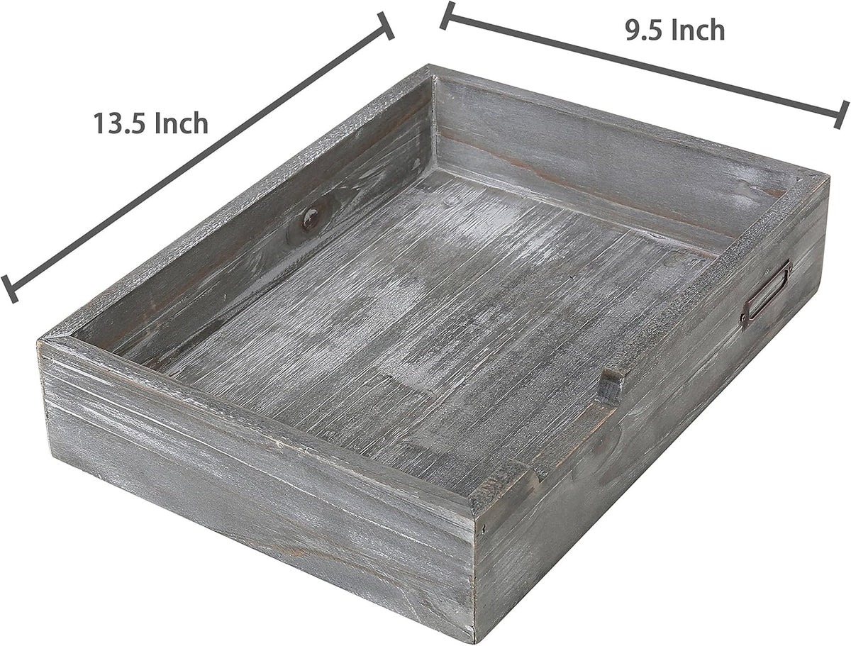 MyGift Ash Gray Wood Paper Tray Organizer, Stackable File Trays Set of 2