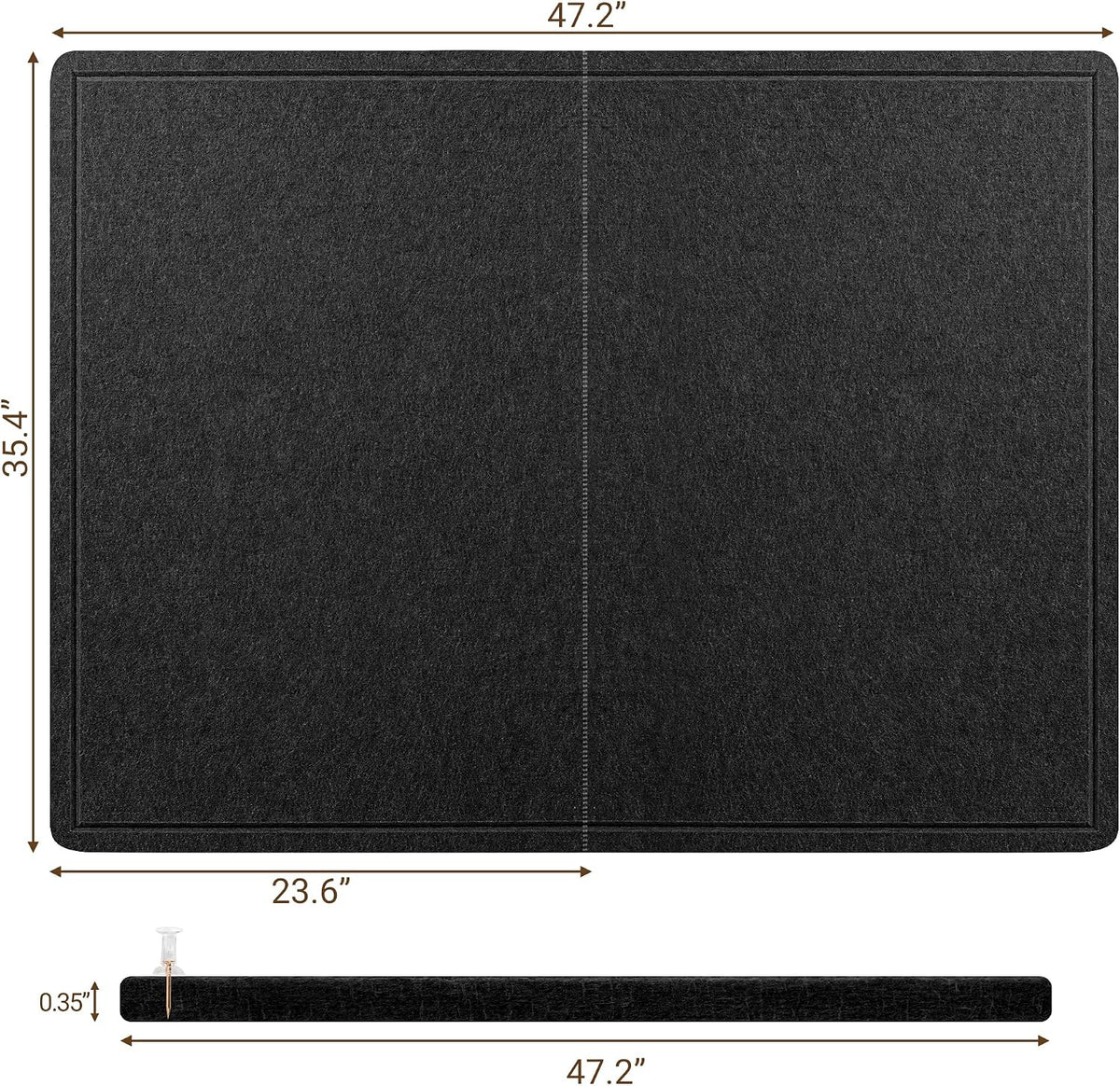 AKTOP Foldable Felt Bulletin Board for Wall, 48x36 inches, Black