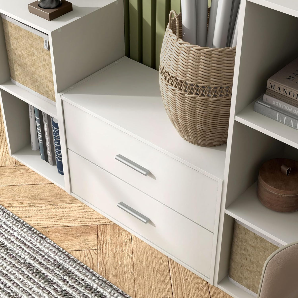 Homes: Inside + Out Apexa 2-Drawer Wooden Stackable Storage Drawers, Small Fo...