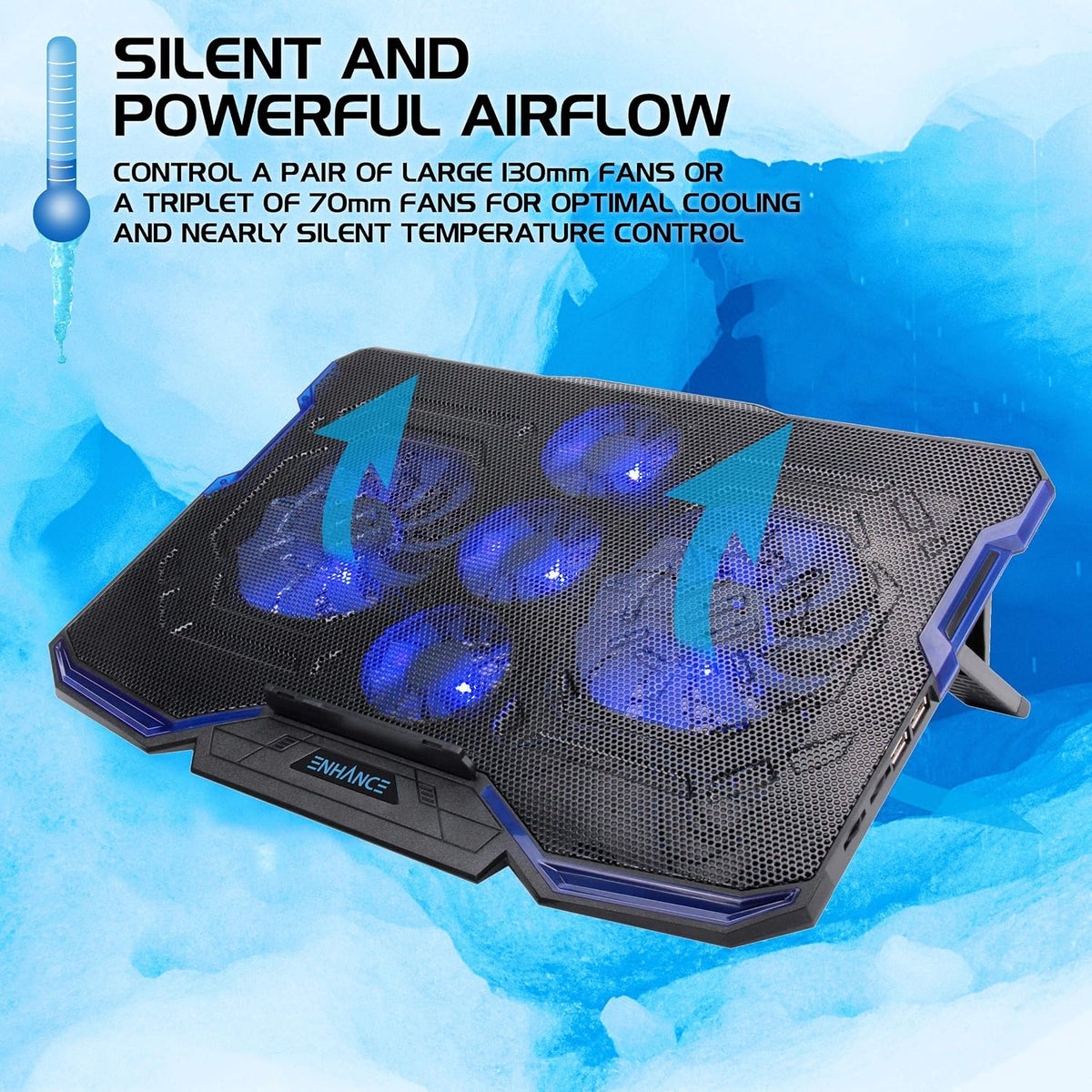 ENHANCE Cryogen Gaming Laptop Cooling Pad - Fits 17 in Computer- Adjustable L...