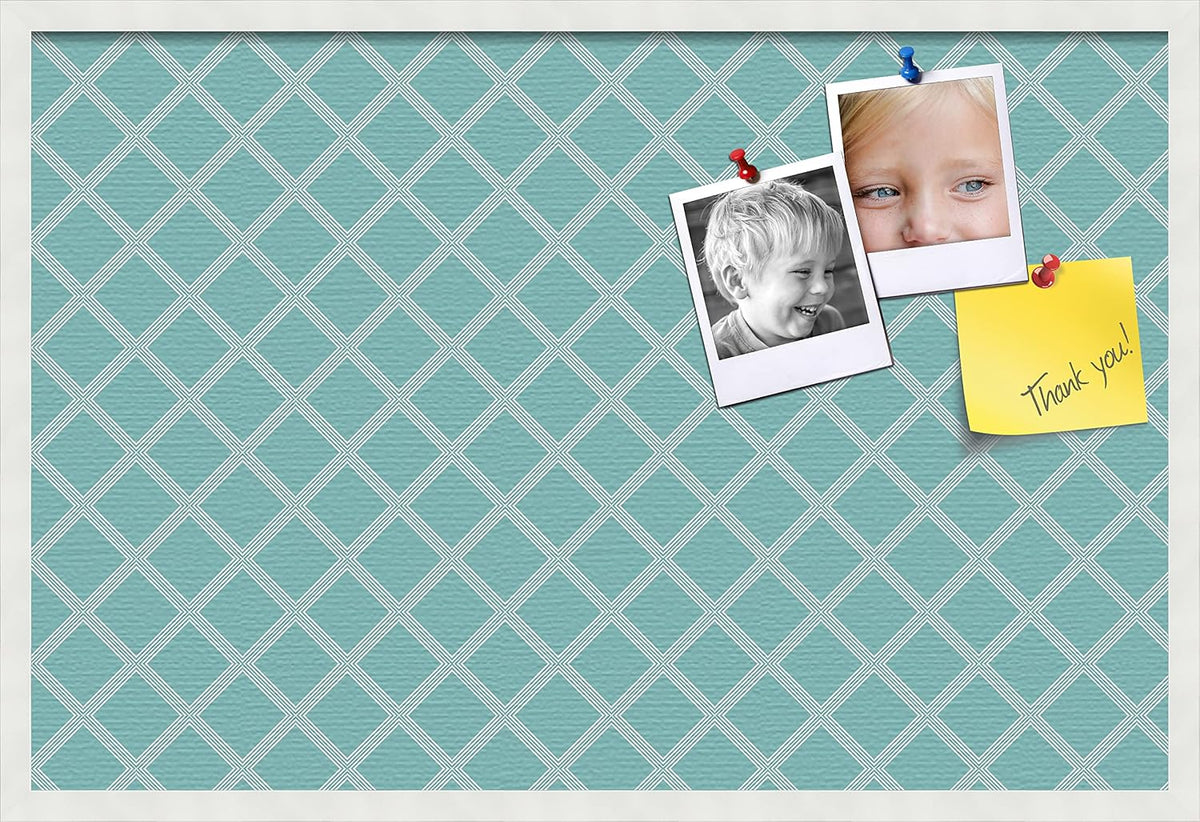 PinPix pin Cork Bulletin Board Made from Canvas, Diamond Modern Pattern Aqua ...