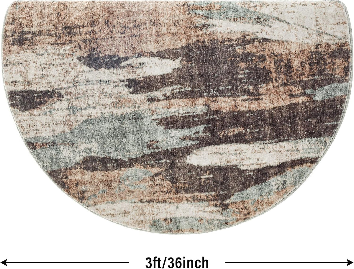Carvapet Washable 3ft Round Area Rug Dark Brown Circle Carpet
