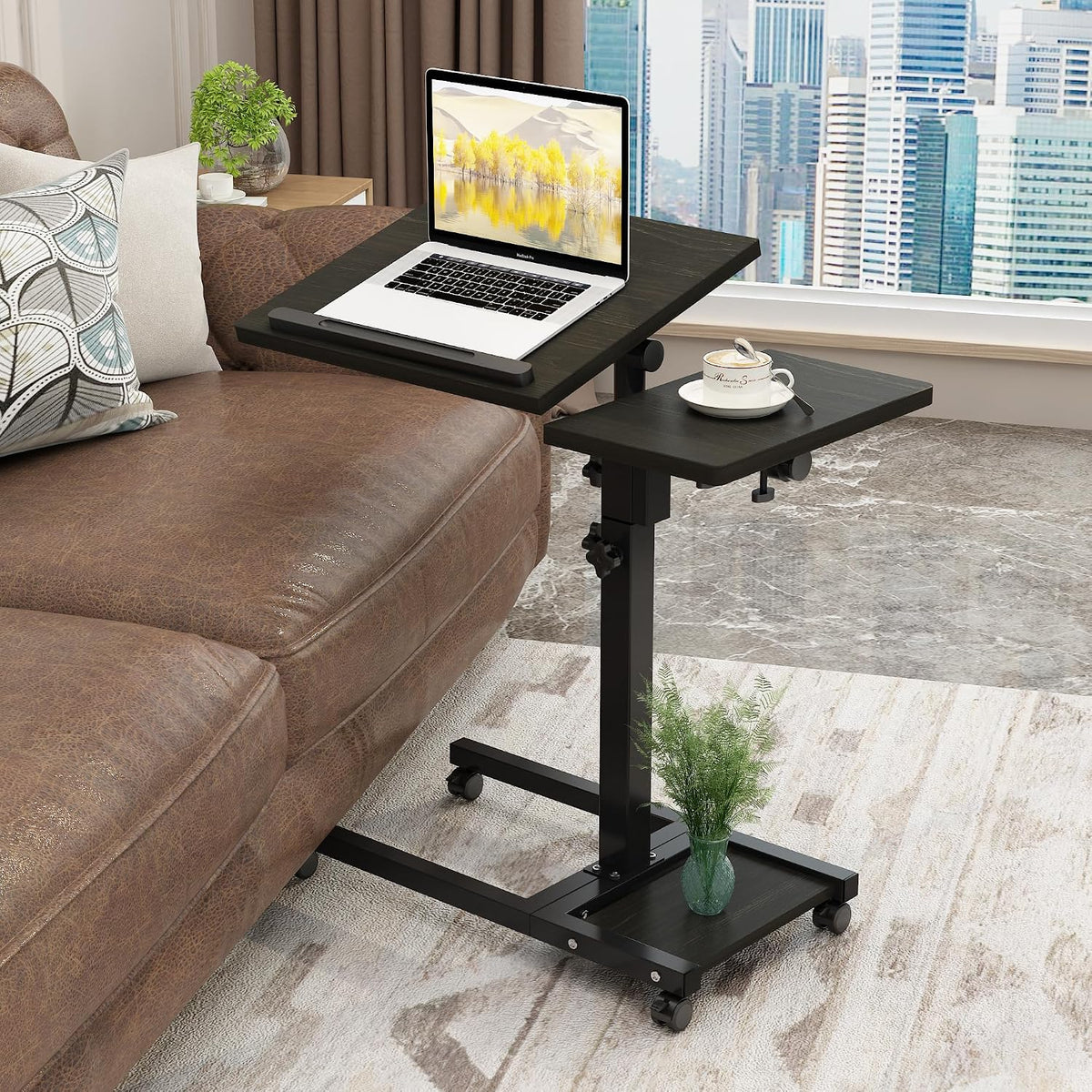LINGMI Mobile Height Adjustable Laptop Desk with Mouse Pad, Portable Laptop D...