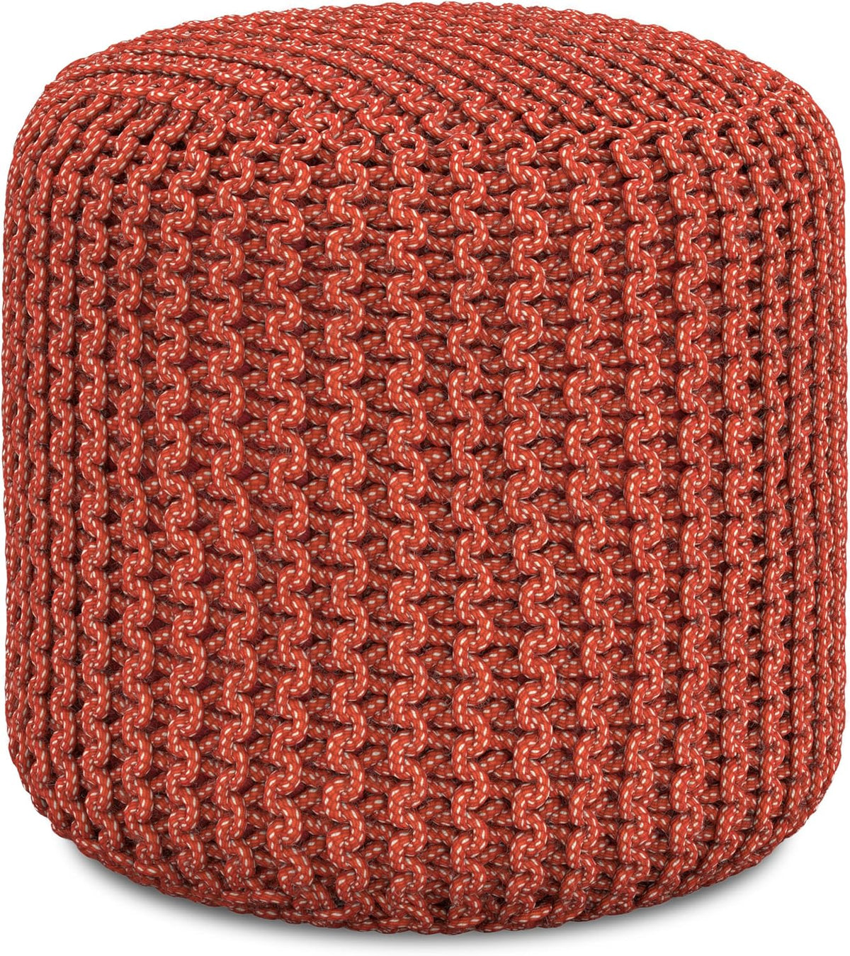 SIMPLIHOME Wynne 18" Wide Round Pouf in Orange PET Polyester