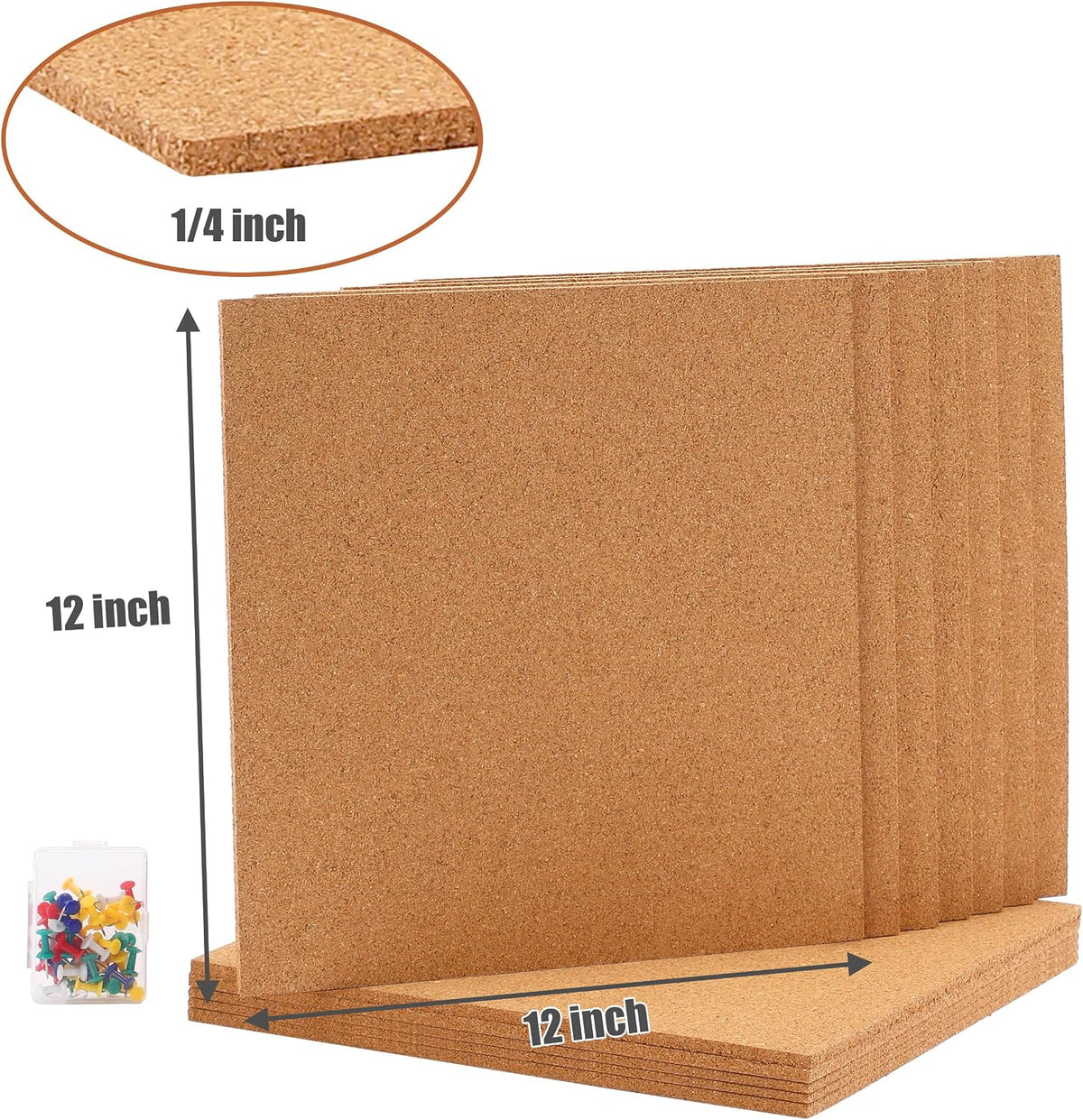 SUNGIFT Cork Board 12"x12" -12 Pack Square Decorative Cork Tiles 1/...
