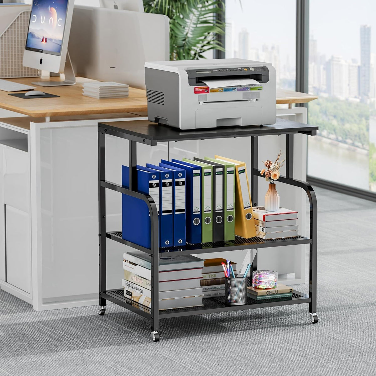 niffgaff Mobile Printer Stand with Large Desktop - 3 Tier Shelf, 24.4 Inch He...