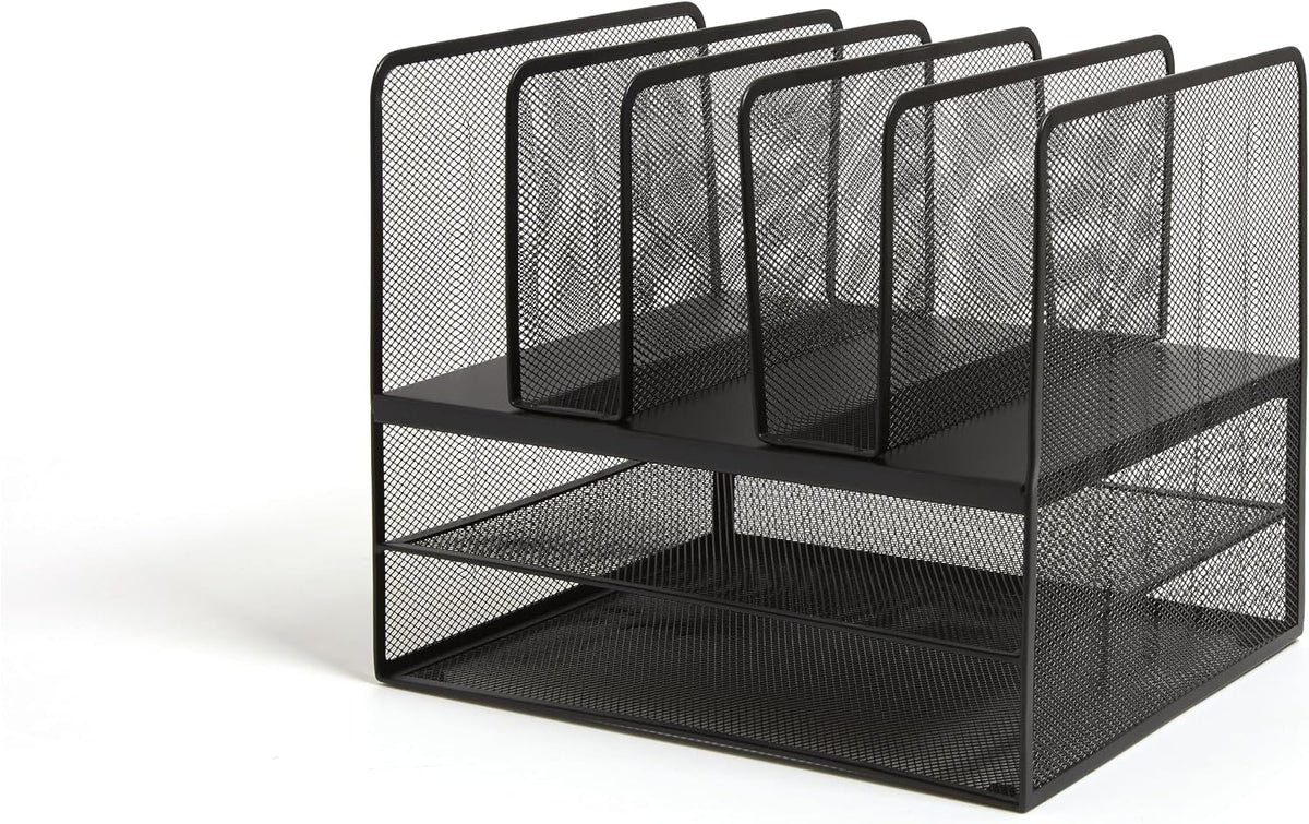 TRU RED Wire Mesh File Organizer, 7-Compartment, Matte Black