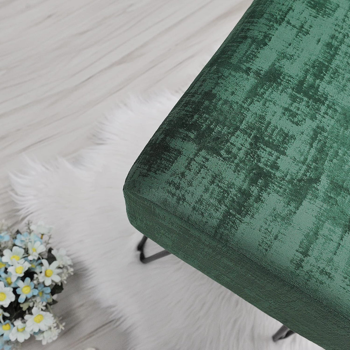 Dark Green Velvet Tufted Ottoman 19.5"x12.5"x17" Entryway Benc...