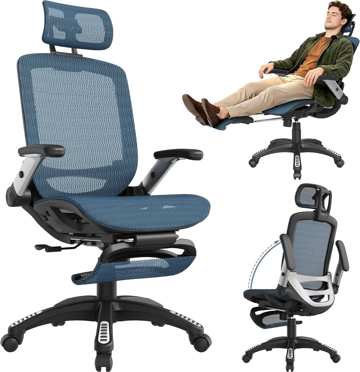Ergonomic Office Chair with Footrest – High Back Executive Mesh Desk Chair fo...