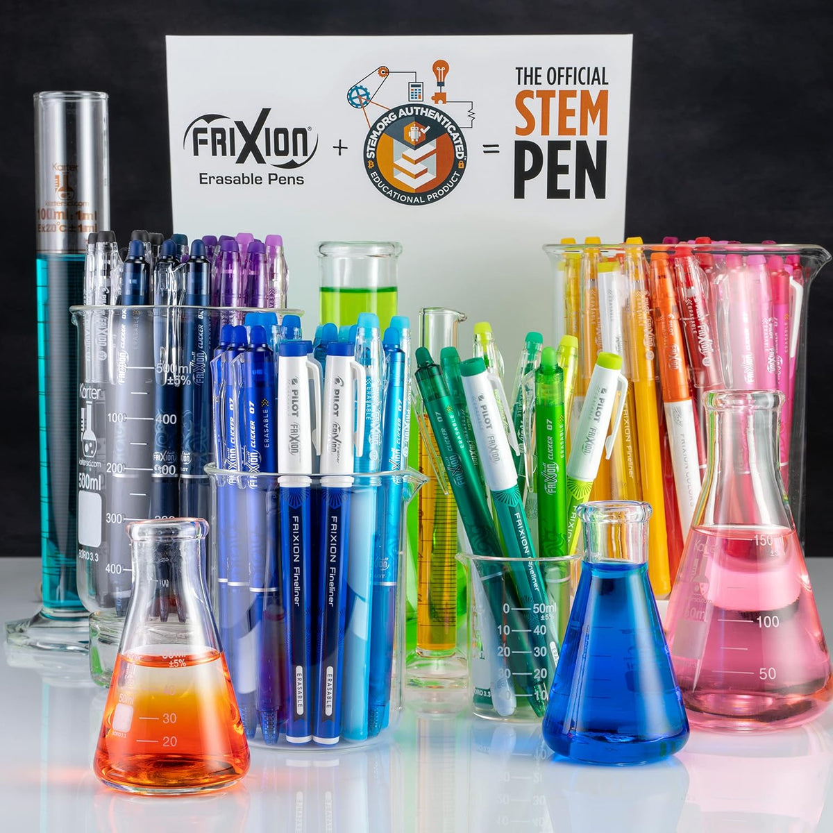 PILOT FriXion ColorSticks Erasable Gel Ink Pens, 0.7mm, Black, Tub of 36