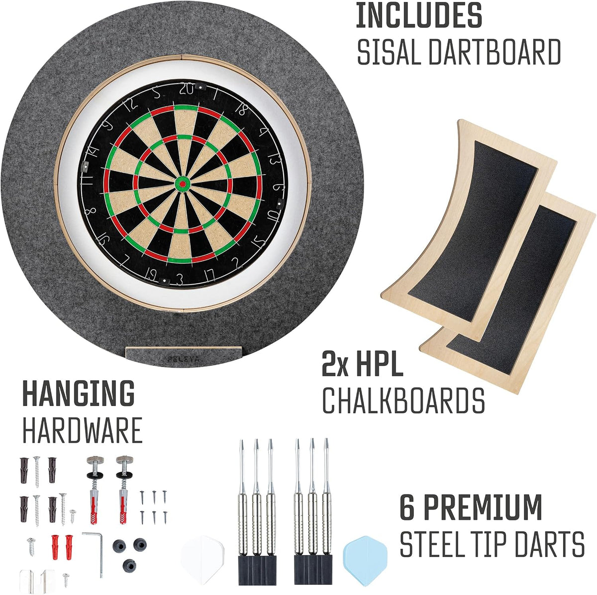 Dart Board Cabinet Set with LED Light; Bristle Dartboard, Built in LED Light,...