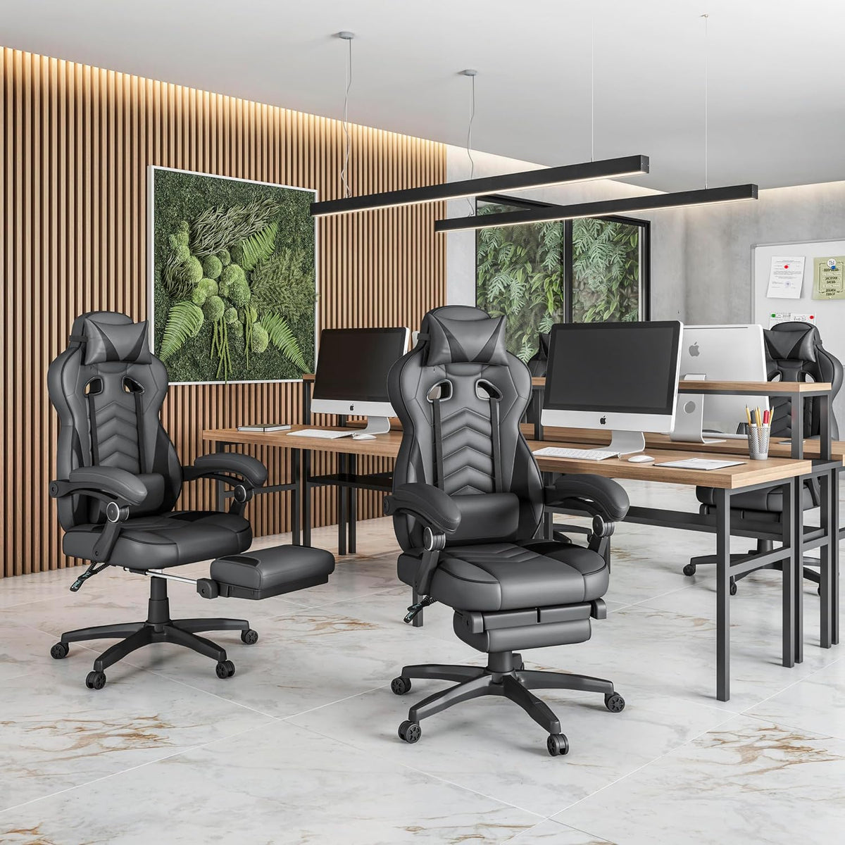 Techni Mobili Executive Gaming Chair with Footrest, 150° Reclining, Grey