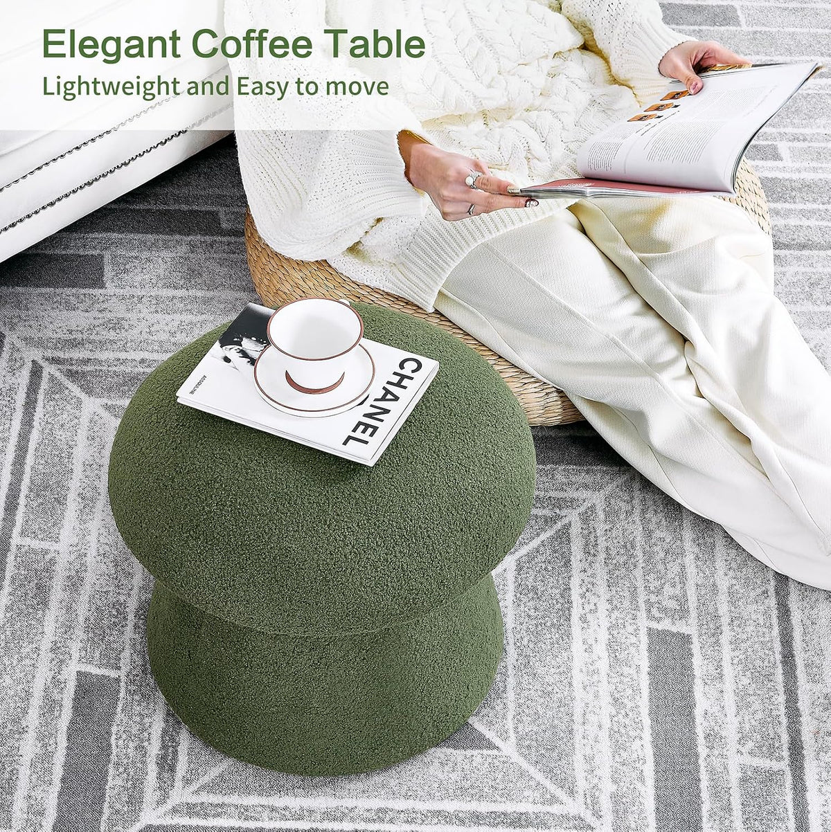 Crestview Collection 15" Mushroom Ottoman with Storage,Dark Green
