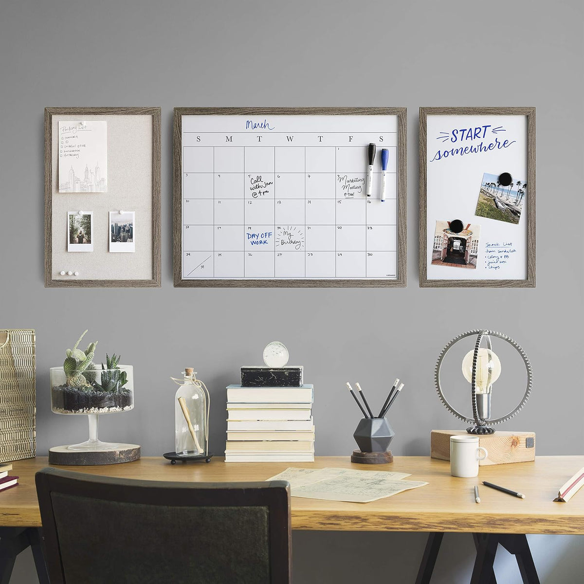 U Brands Family Command Center, Cork Board and Calendar Whiteboard Combo