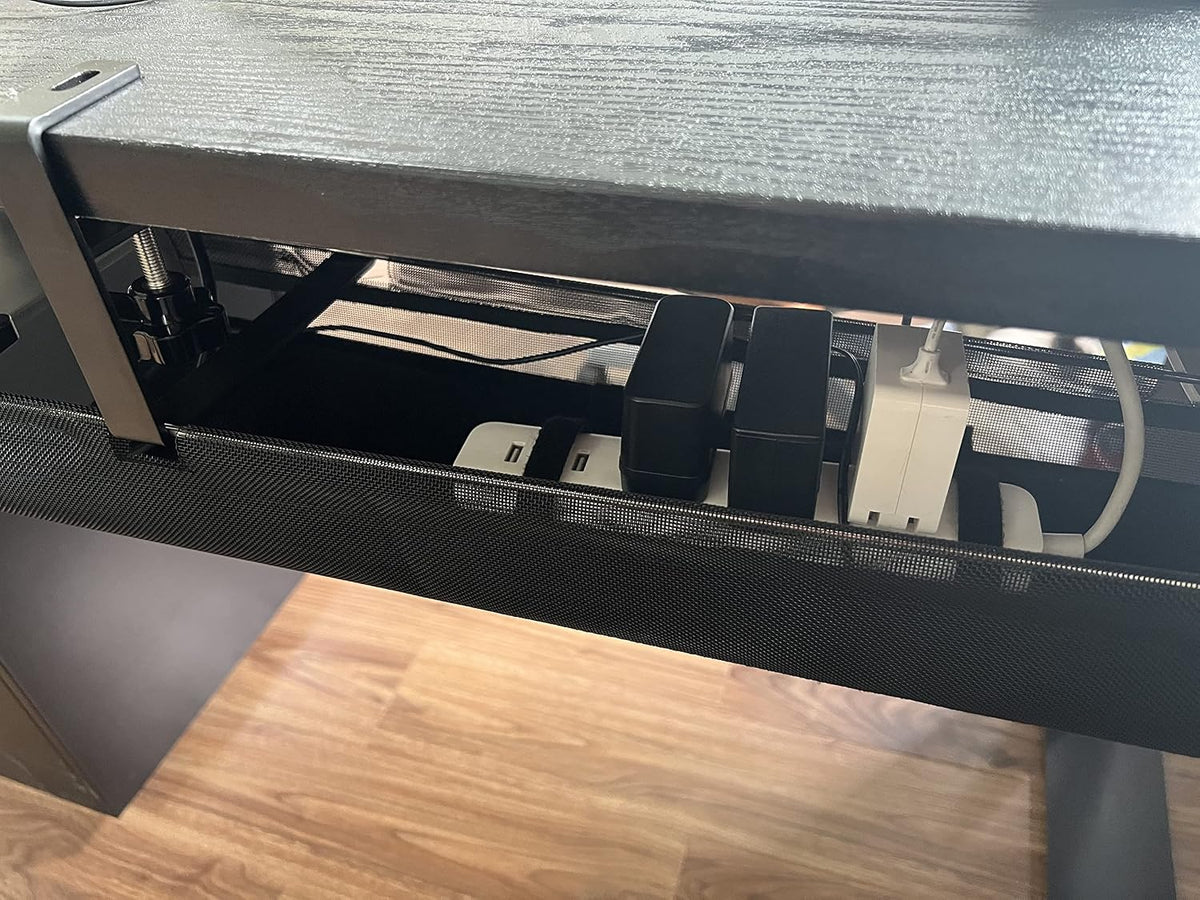 Under Desk 35 Inch Mesh Fabric Cable Management Tray, Power Cable Holder, Cor...