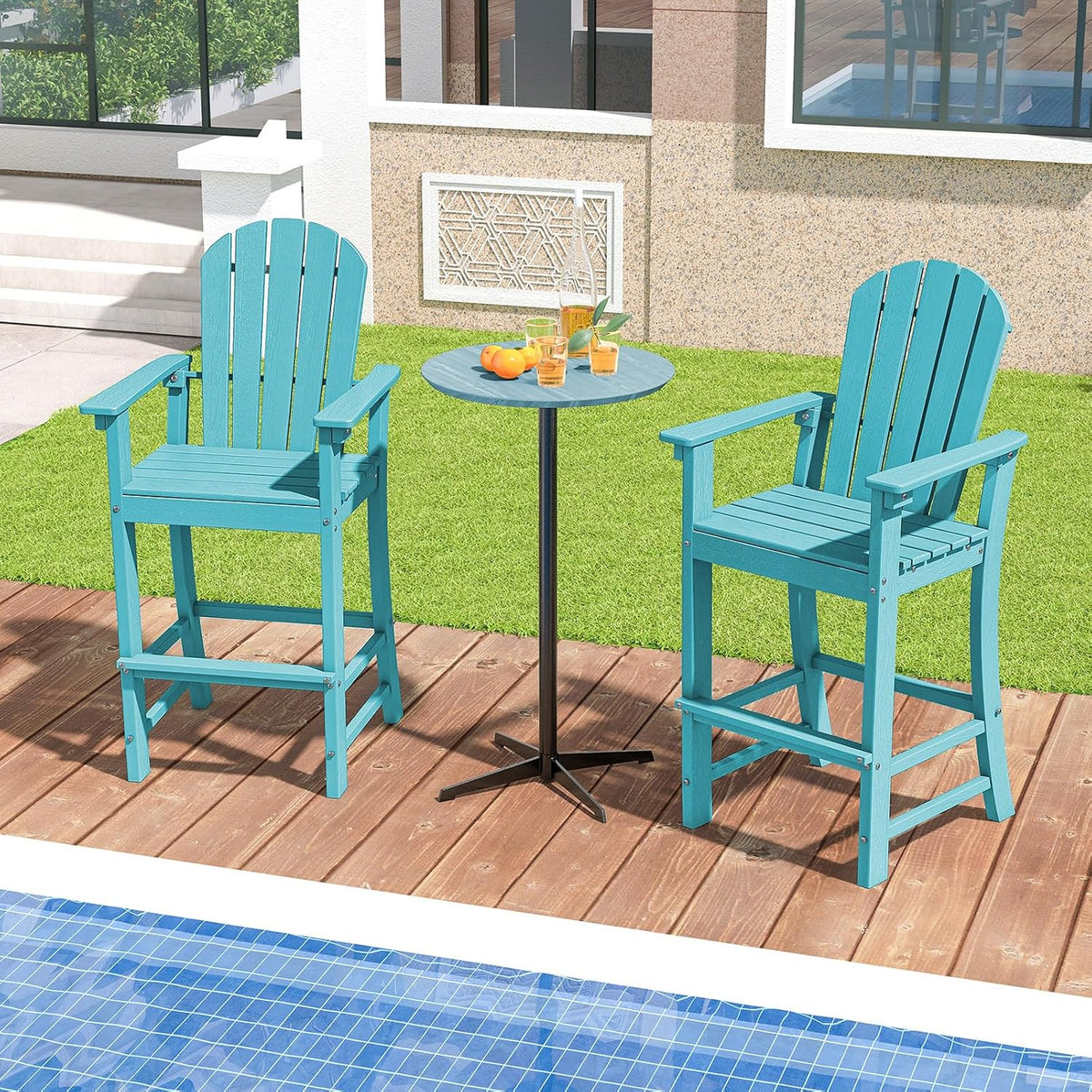 Tangkula Outdoor Tall Adirondack Chair 30 Inches Seat Height, HDPE Bar Height...