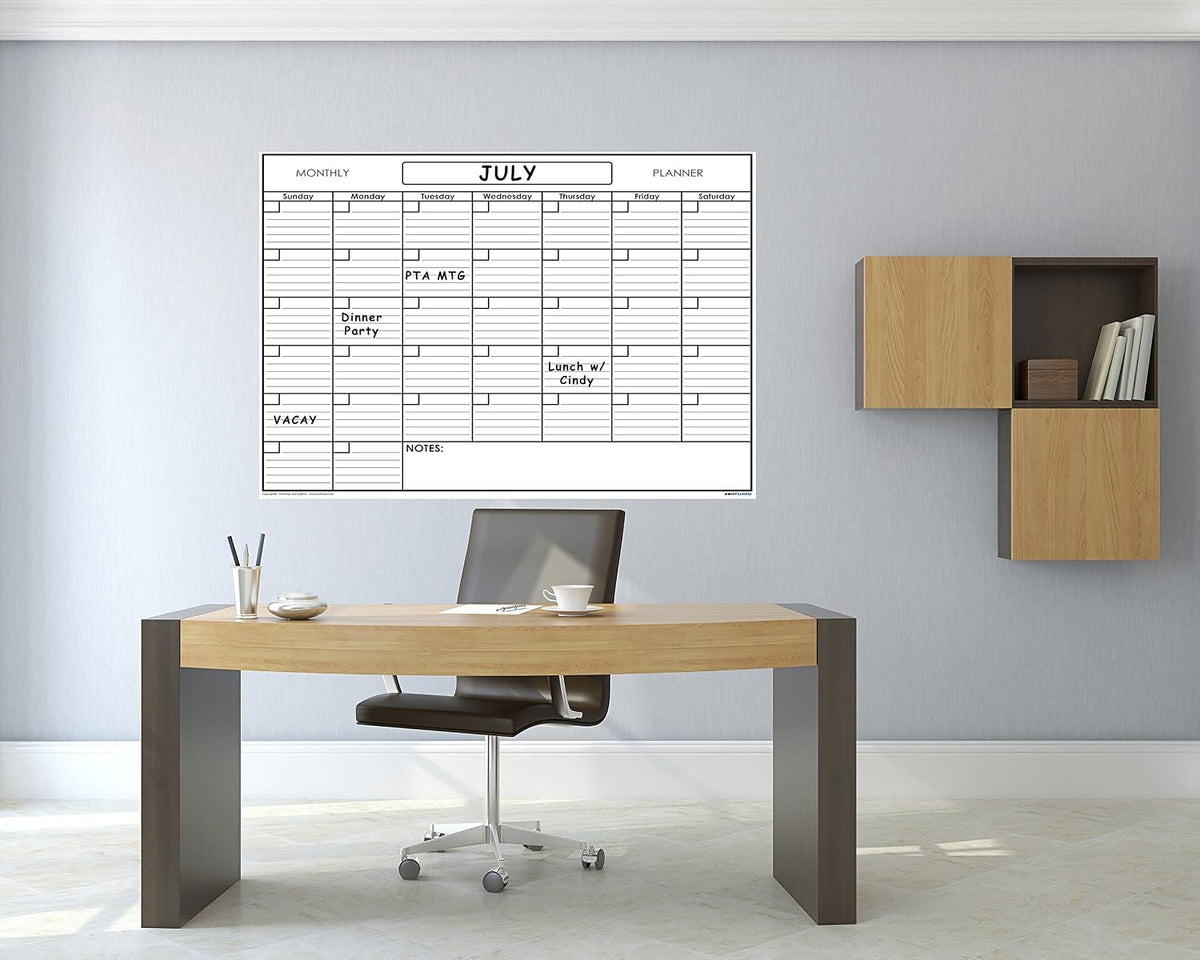 36" x 48" Erasable Undated One Month Laminated Wall Calendar Monthl...