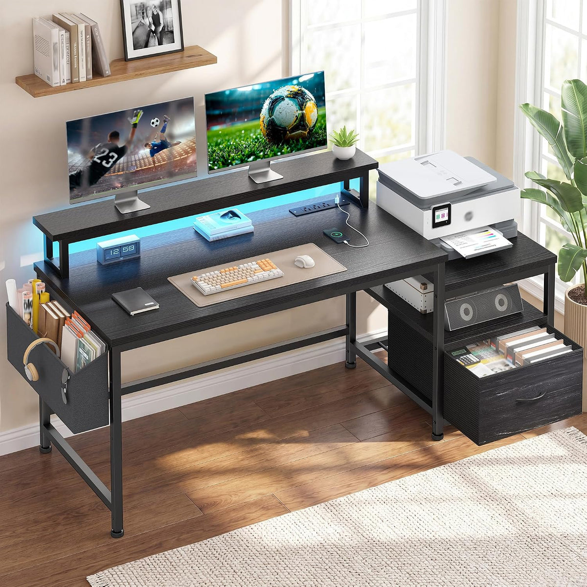 EnHomee 56.5" Office Desk with Drawers & Printer Space for Home Work...