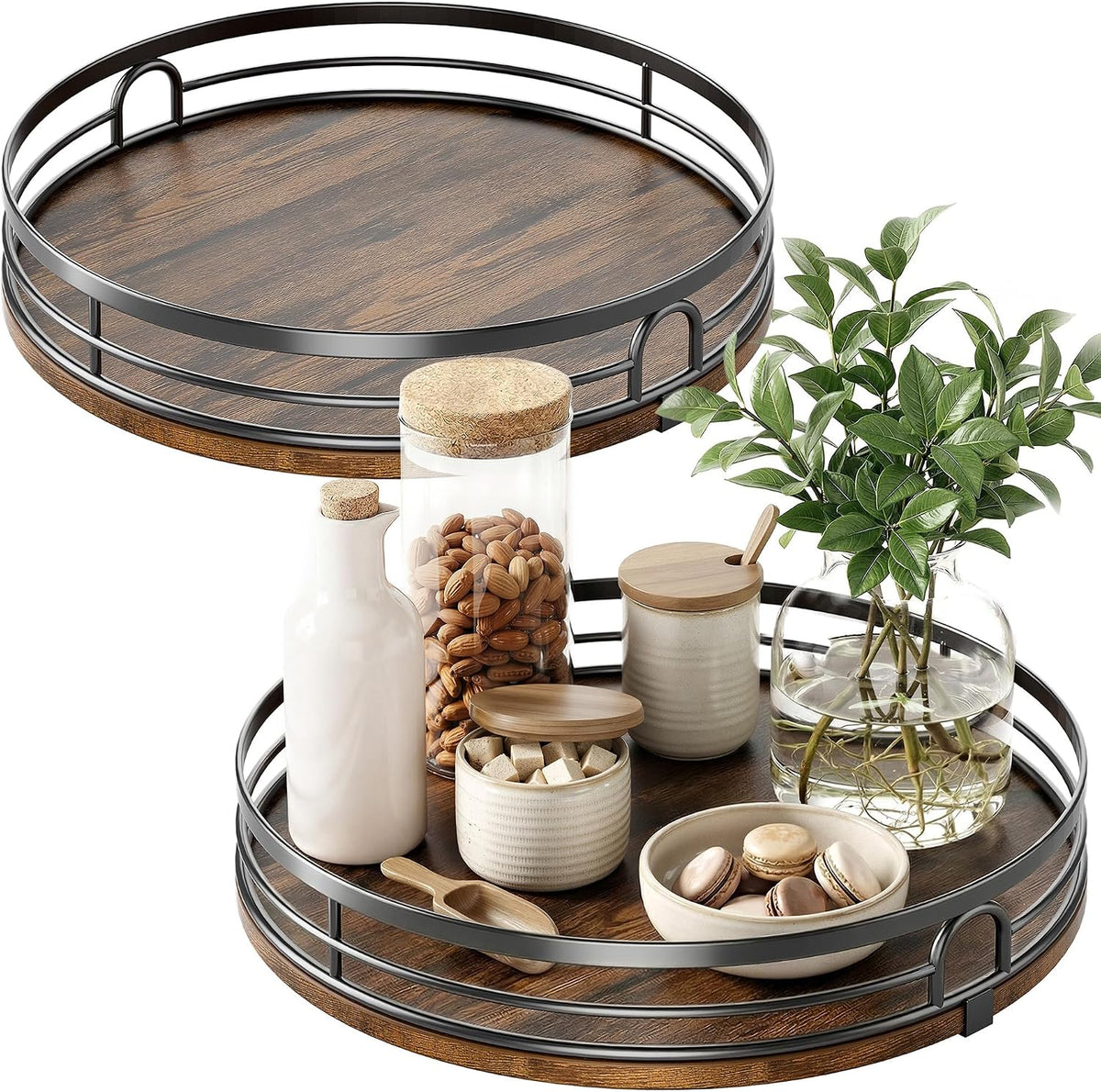 LAMU 2 Pack Lazy Susan Organizer for Table Top Cabinet Kitchen Countertop