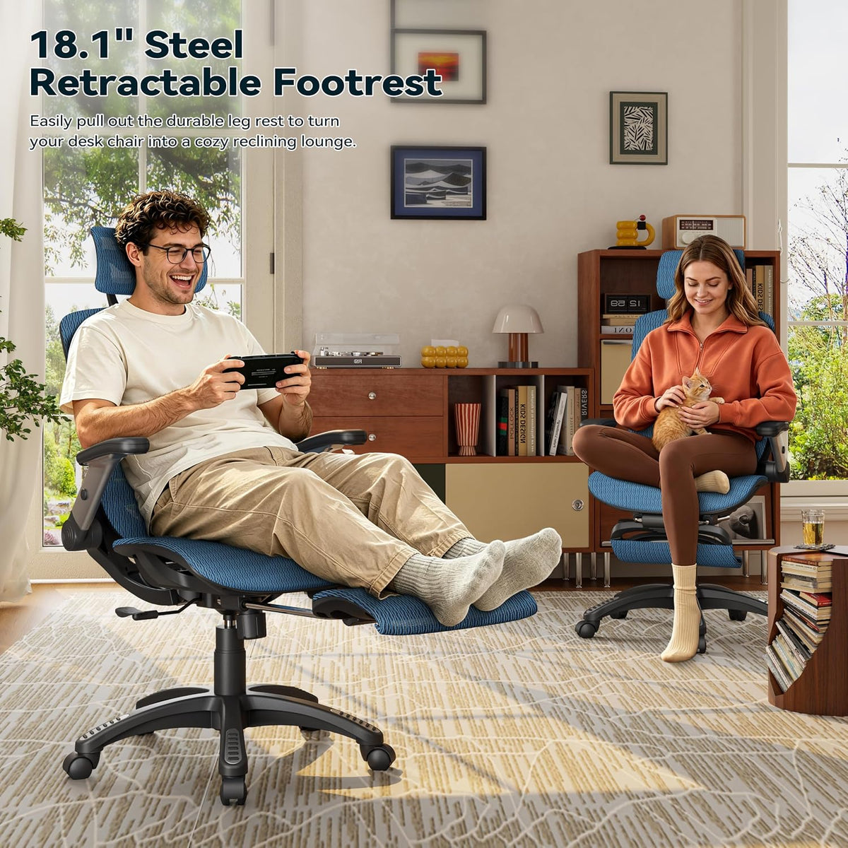 Ergonomic Office Chair with Footrest – High Back Executive Mesh Desk Chair fo...