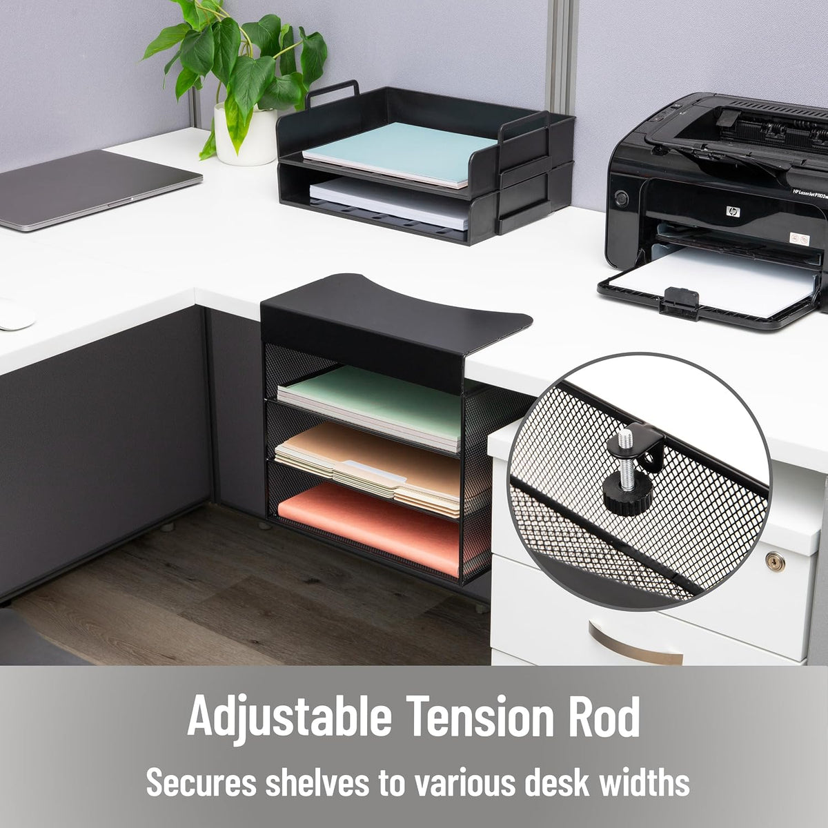 Mind Reader Slide-On Under Desk File Organizer, No Tools Required, Hanging St...