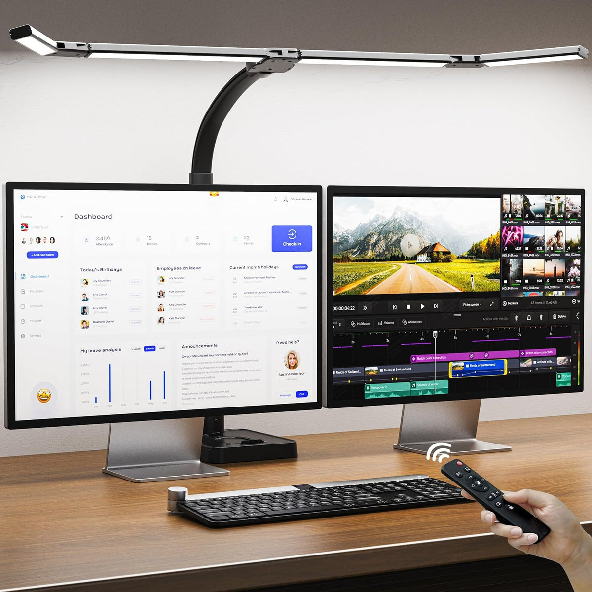 LED Desk Lamp for Home Office, Eye-Caring Desk Light with Remote,Adjustable F...