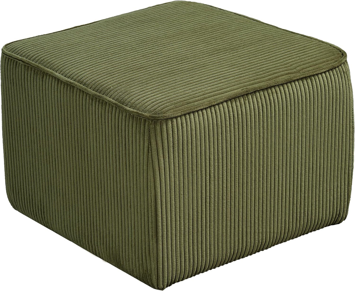 Christopher Knight Home Isa Corduroy Pouf Ottoman Foot Rest, Square Fabric Po...