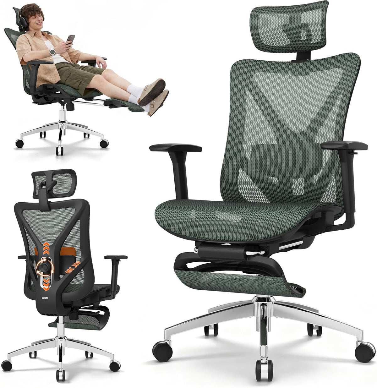 GABRYLLY Ergonomic Office Chair with Adjustable Lumbar Support, 3D Armrests &...