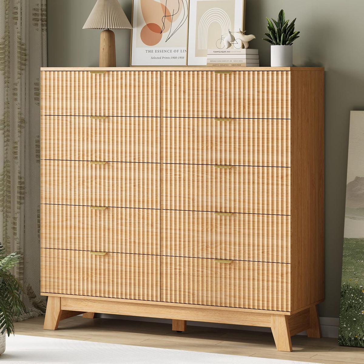 Fluted Dresser for Bedroom with 10 Drawers, 48" Wide Modern Chest of Dra...