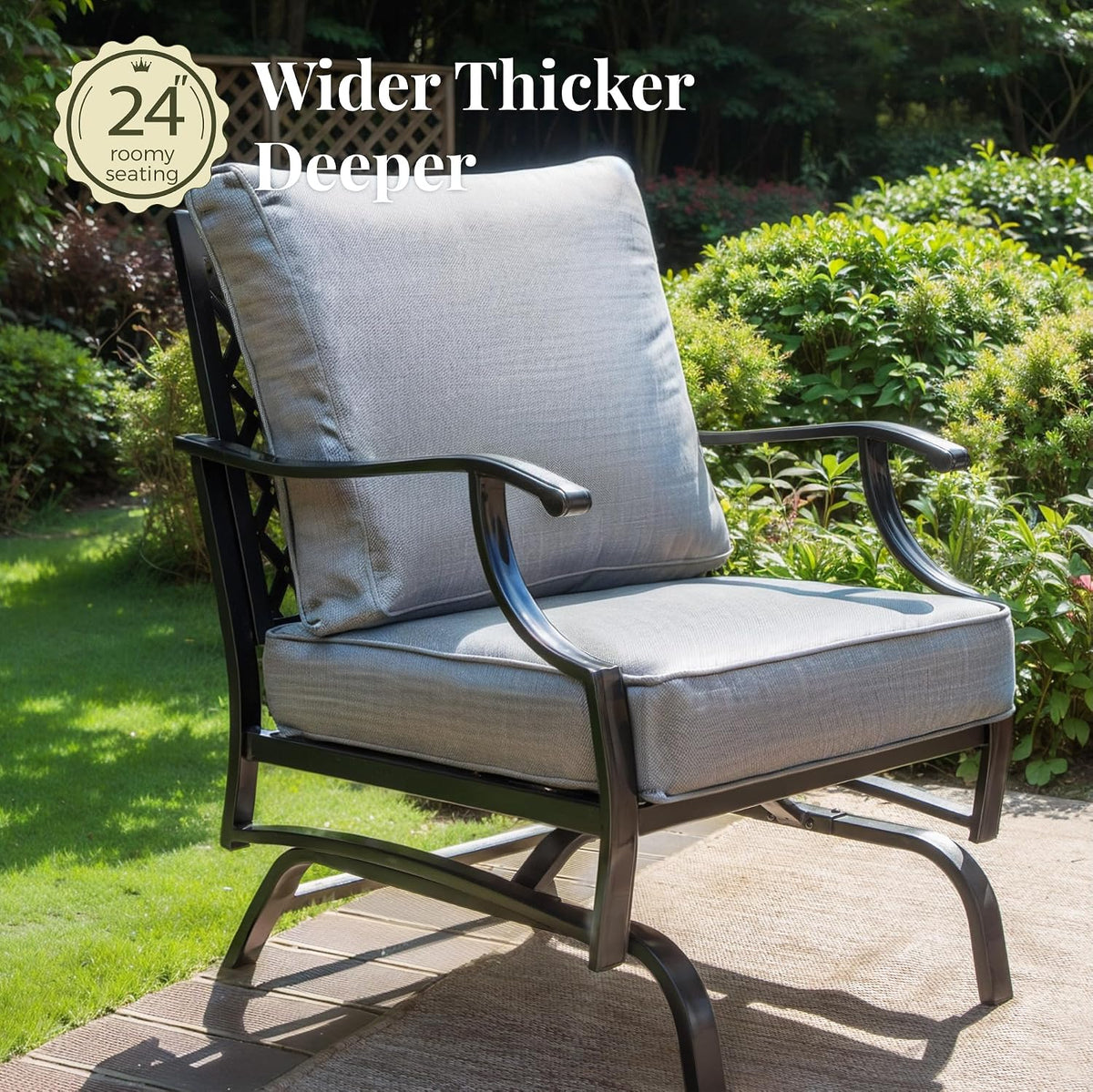 MIXPATIO 5-Piece Wrought Iron Patio Conversation Set, Rocking Chairs, Grey