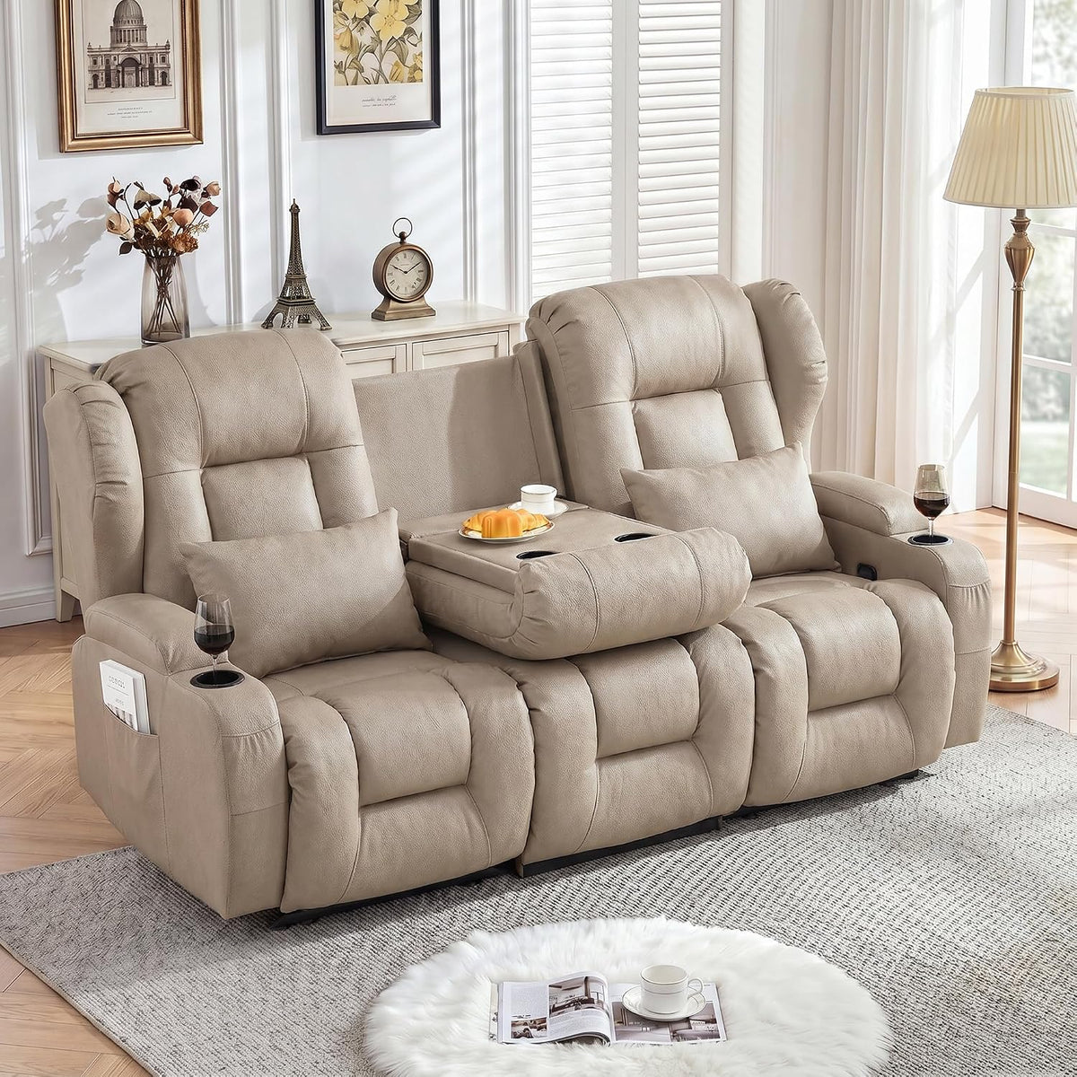 SAMERY 75.6" RV Loveseat Recliner Sofa, Manual Reclining Loveseat