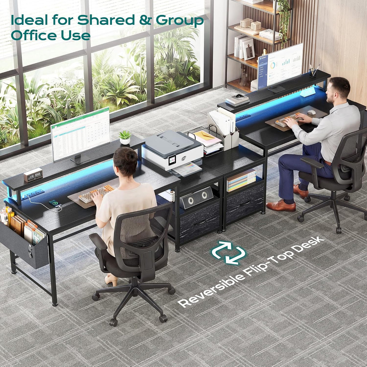 EnHomee 56.5" Office Desk with Drawers & Printer Space for Home Work...