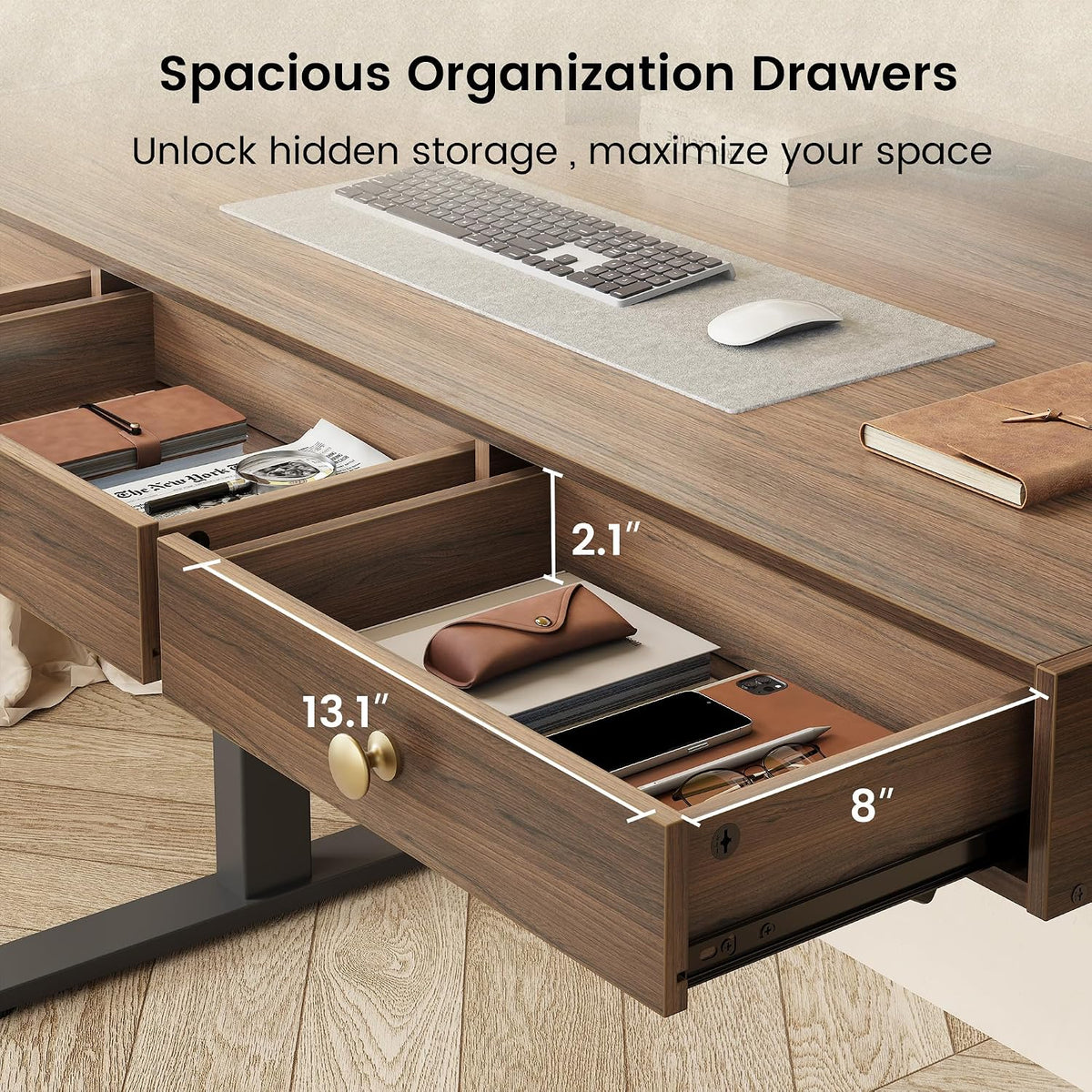 ModernMate Standing Desk with 3 Drawers, 48 x 26 Inches