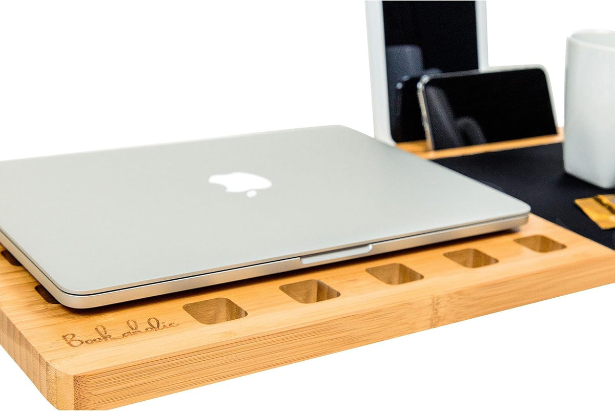 BOOKAHOLIC Lap Desk| Enhanced Organic Bamboo Lap Tray with Vent Holes & B...
