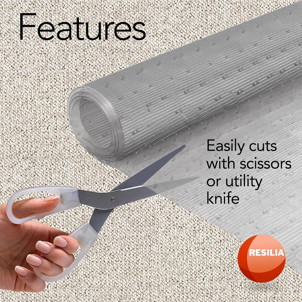 RESILIA Low-Pile Carpet Runner - Non Slip Carpet & Rug Protection, Washab...