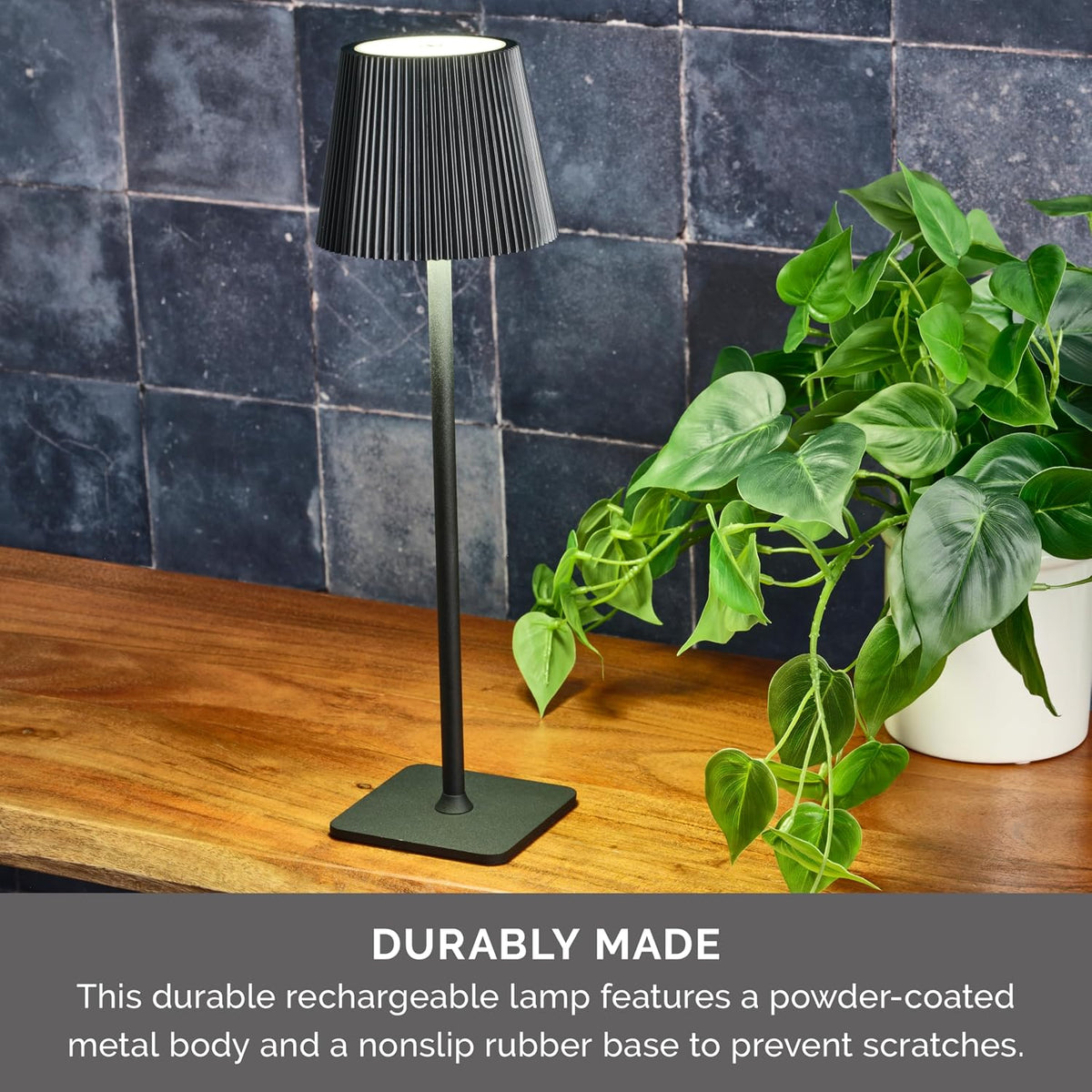 Mikasa Rechargeable Cordless LED Table Lamp 14.8-Inch Black