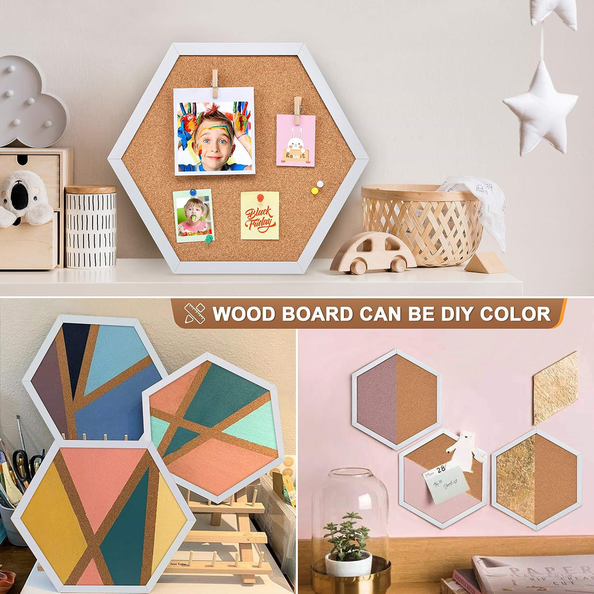 Facilife 4 Packs Cork Board,Corkboards for Wall,Small Cork Board Decorations,...