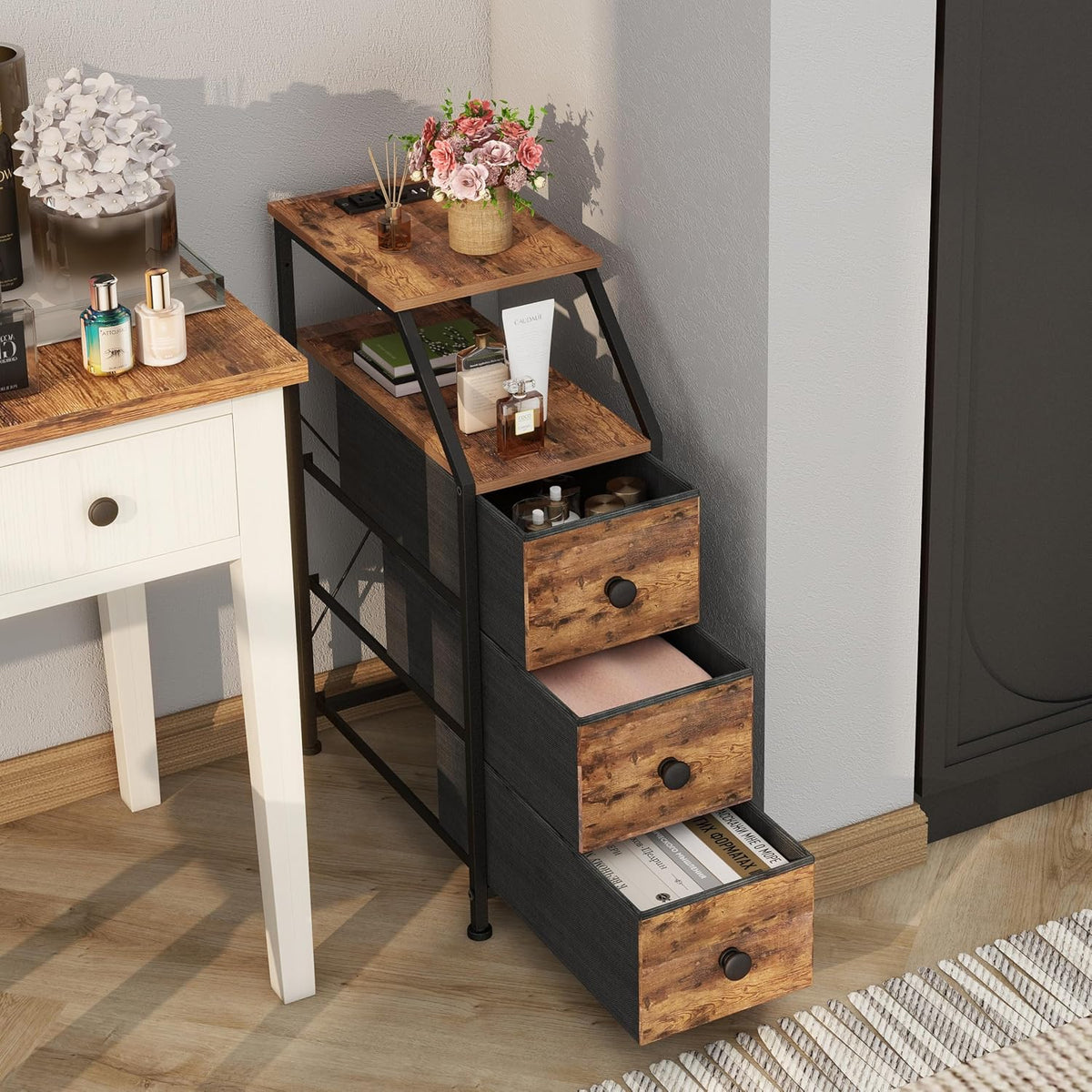 Tohomeor Narrow Dresser Tall Skinny Storage Tower Vertical Slim Chest of Draw...