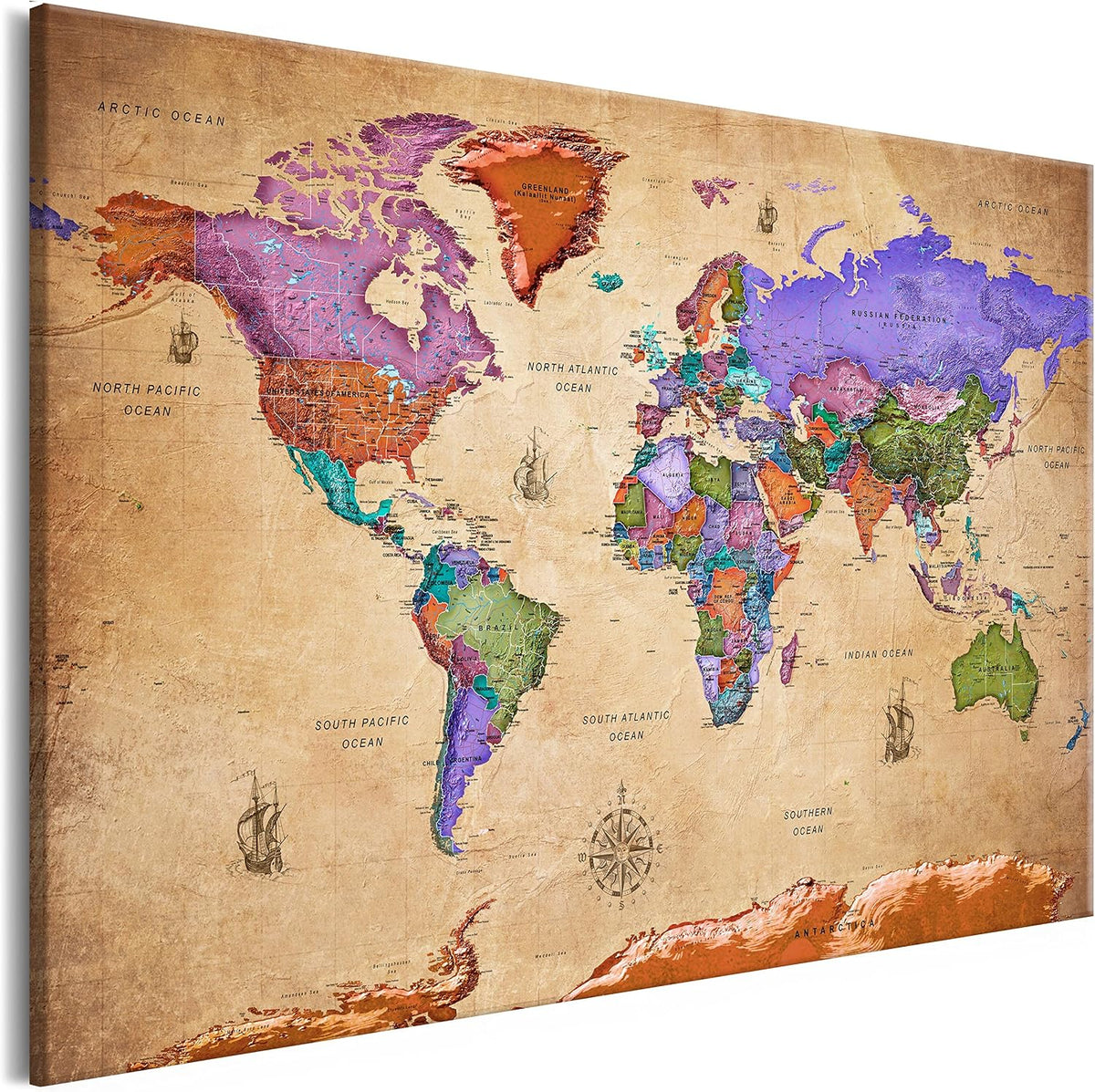 artgeist - Cork Board World Map, Travel Map Pin Board, Office 35x24 Inch