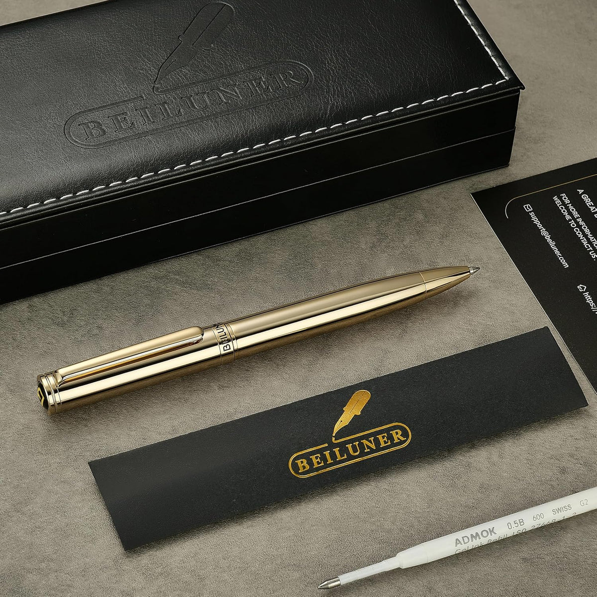 BEILUNER Personalized Gold Gel Pen, Stunning Luxury Pens,24K Gold Finish