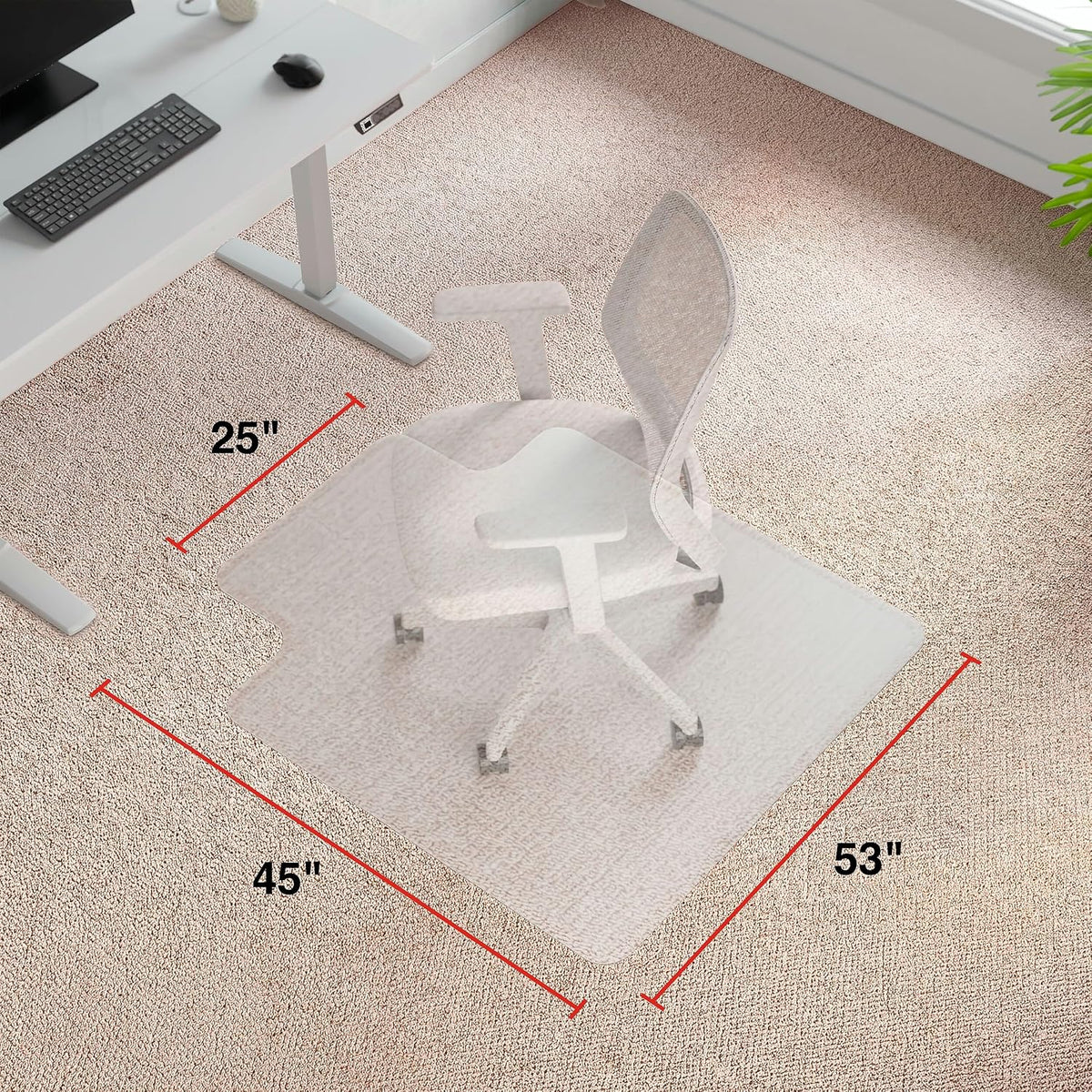 Staples Chair Mat for Low-Pile Carpet with Lip, Clear, 53" x 45"