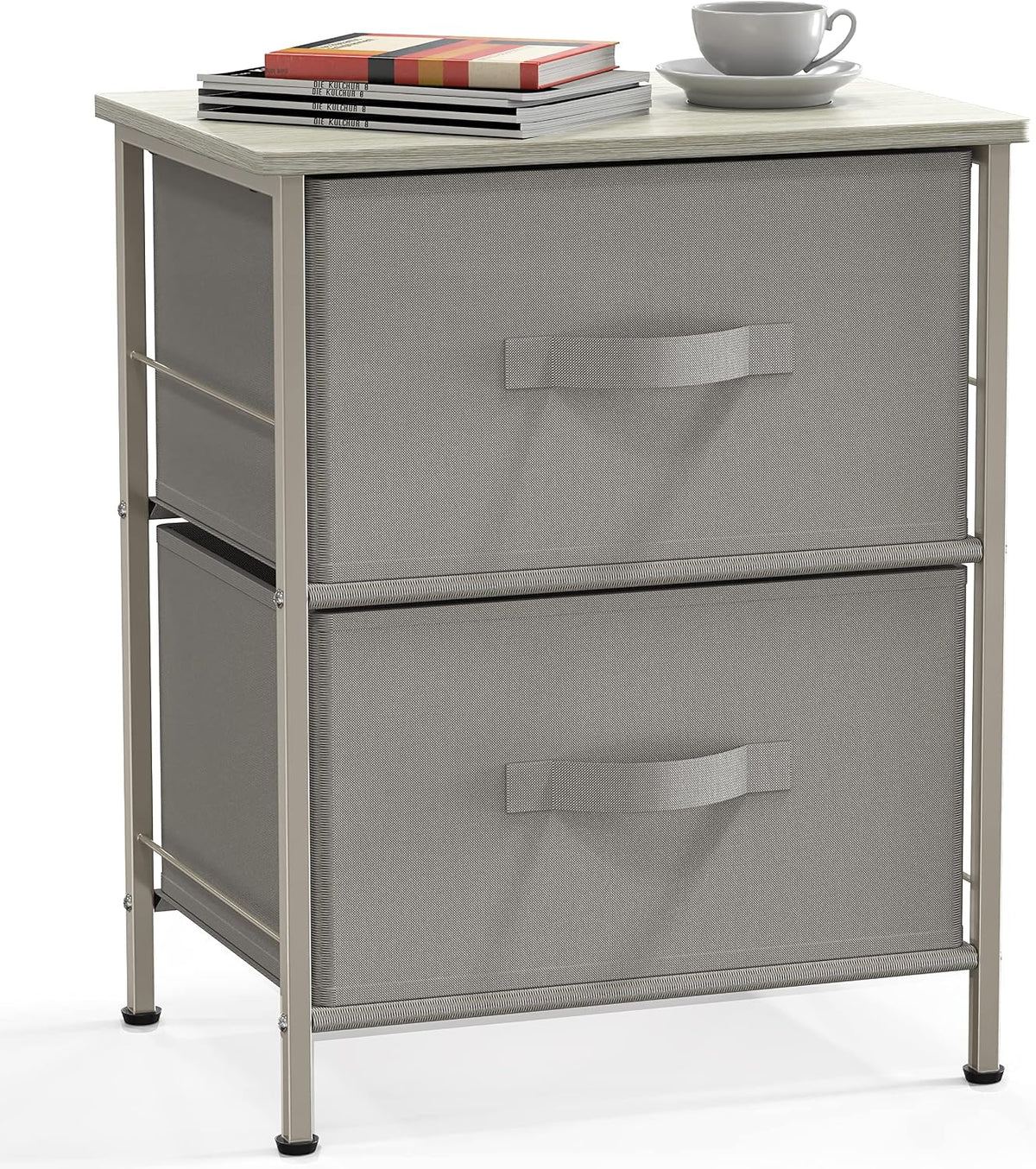 Simple Houseware 2 Tier Night Stand Dresser Organizer Drawer, Gray