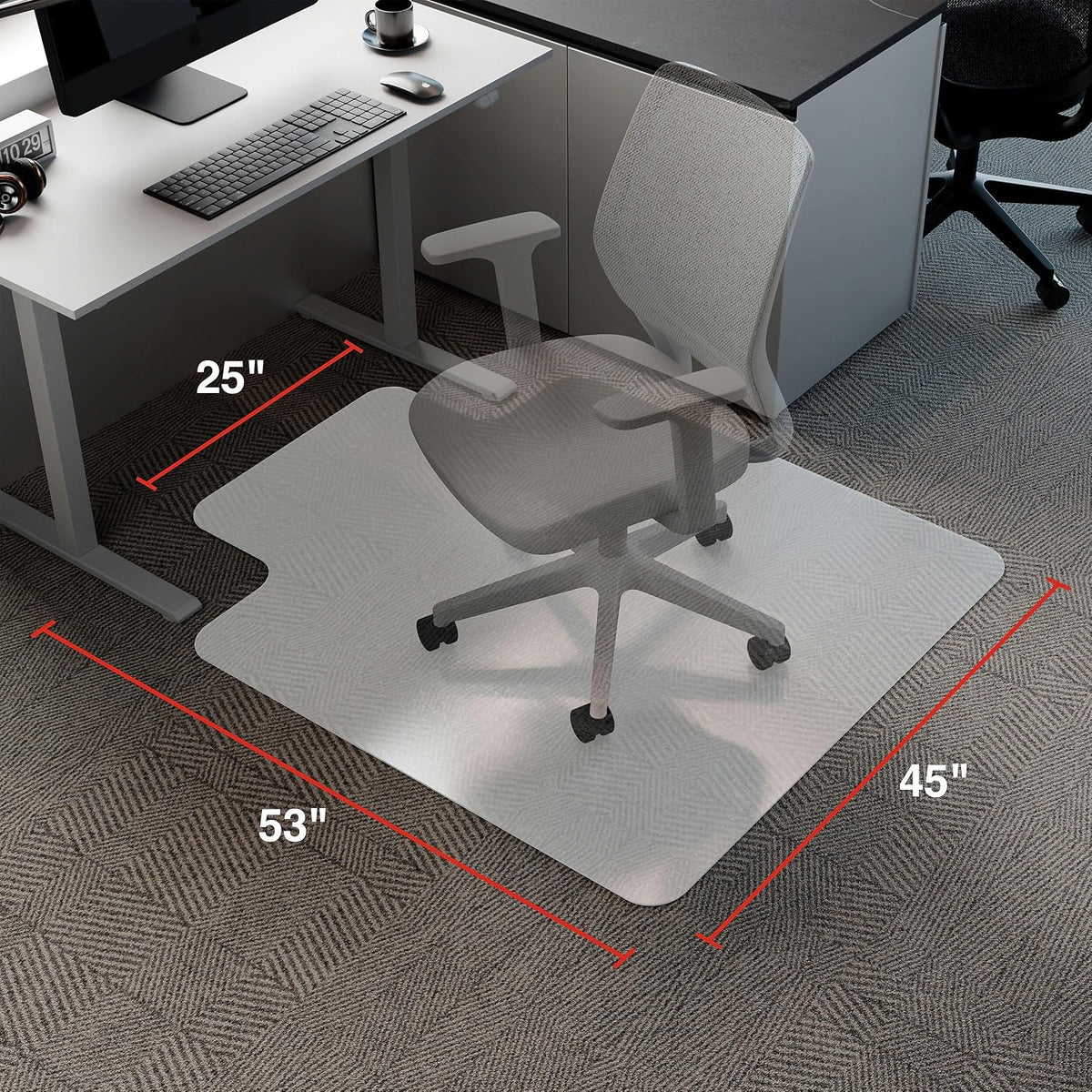 Staples Office Chair Mat with Lip, Flat-Pile Carpet, 45" x 53"
