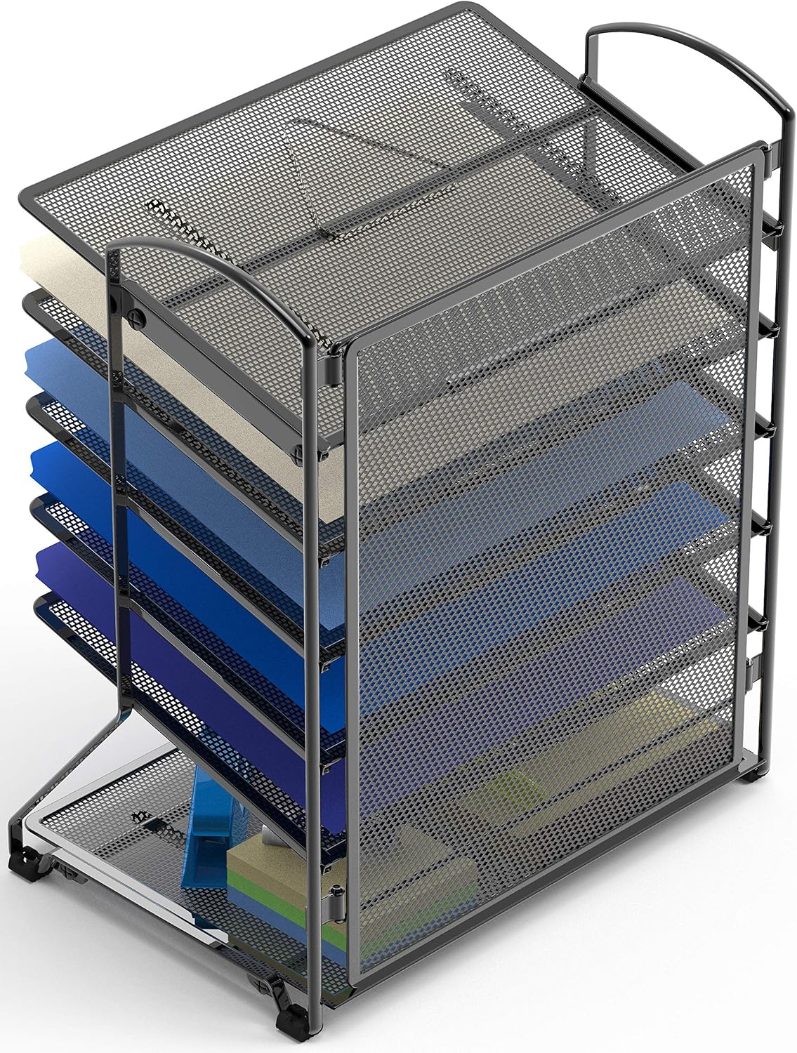 Simple Houseware 2 Packs 6-Tier Desk Organizer & Sliding Paper Tray, Black