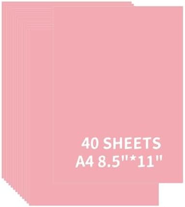 Colored Card Stock, 40 Sheets 8.5" x 11" Pink Cardstock Paper, 180GSM/65LB Bulk by CozyNestMo