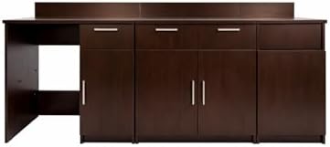 BREAKtime Breakroom Cabinet with Mini Fridge Space, Door Storage and Trash Bin, Office Coffee Station, Fully Assembled, 90" W x 24" D x 36" H, Appliances Not Included