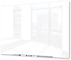 J&J worldwide Magnetic Glass Whiteboard 4' x 3' Ultra White, Large Frameless by JJworldwide