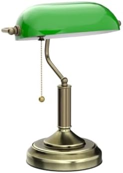 torchstar green glass bankers desk lamp with pull, side view