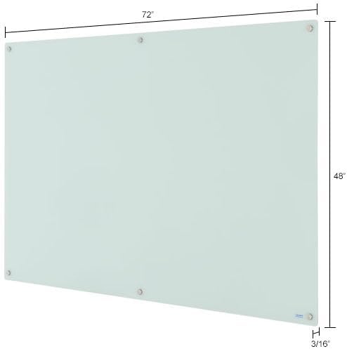 Global Industrial 72" W x 48" H Magnetic Glass Whiteboard, Frameles...