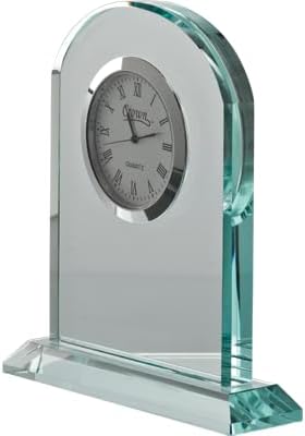 Crown Awards Emerald Crystal Clock – Personalized Jade‑Tone Desk Clock - Image 2